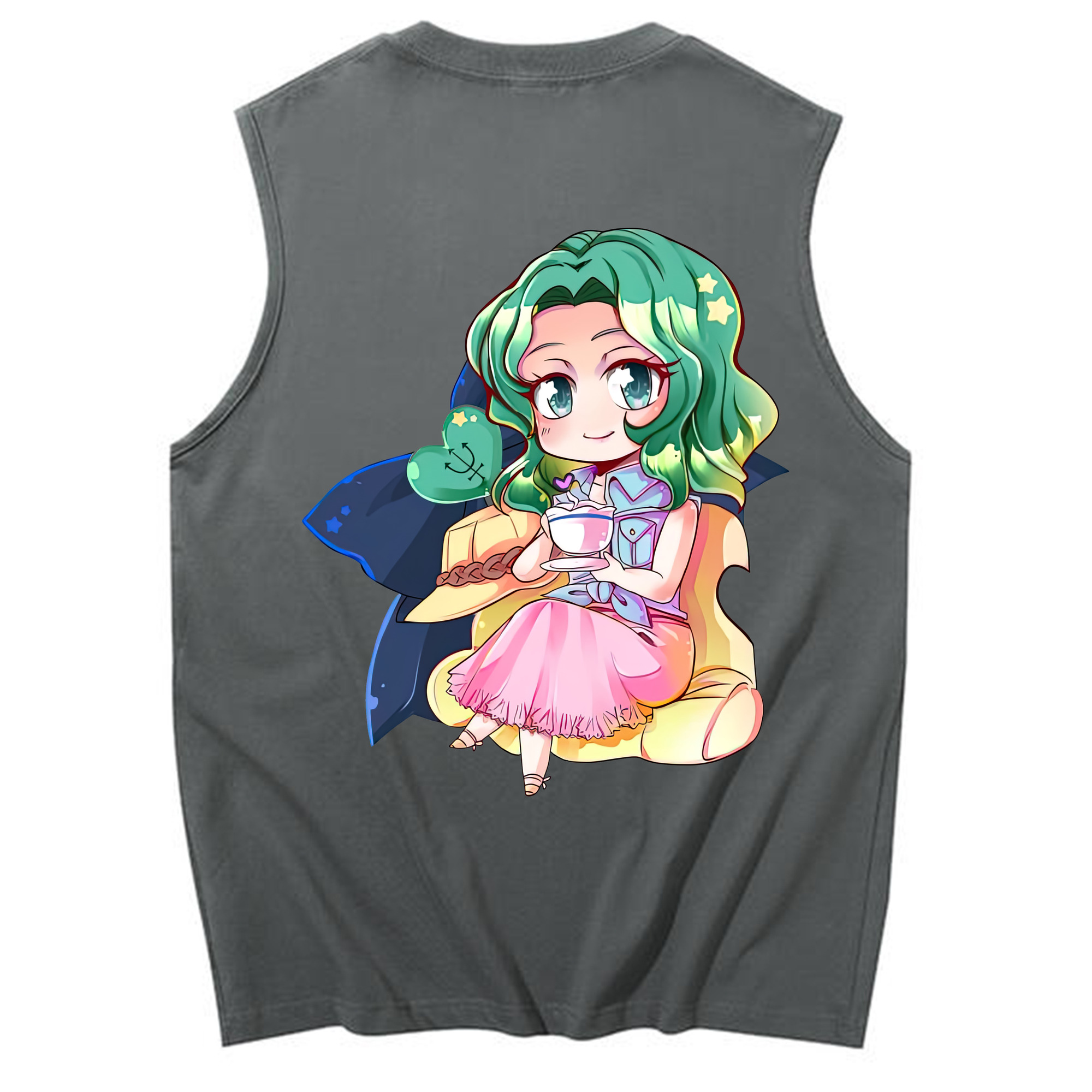 （画像用） 美少女戦士セーラームーン 海王 みちる（かいおう みちる） Sailor Moon Kaiou Michiru コットン100％タンクトップ（背面プリント）